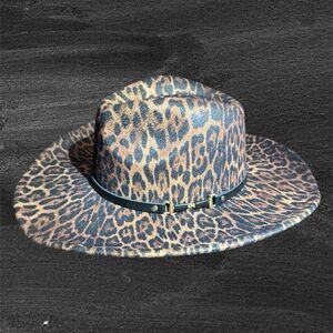 Cowgirl Leopard Print Wide Brim Hat